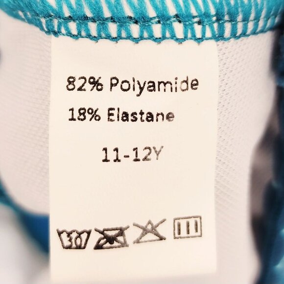 Blue 2-Piece Girls Bikini Set With Triangle Trim & Sheer Cover-Up Size 11-12Y - Picture 3 of 8